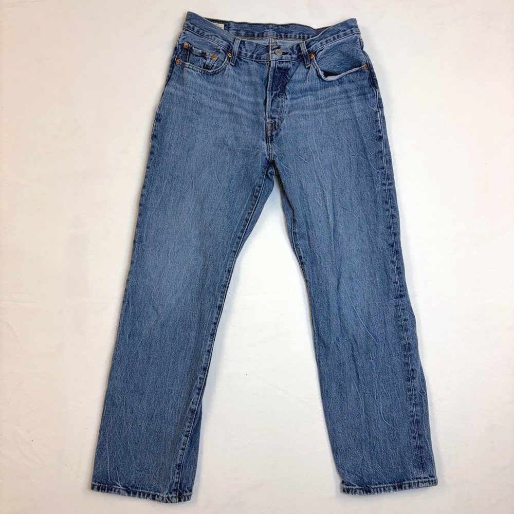 Levis Premium 501 90s Straight Leg Jeans Medium Wash Blue Women 29x30 Button Fly